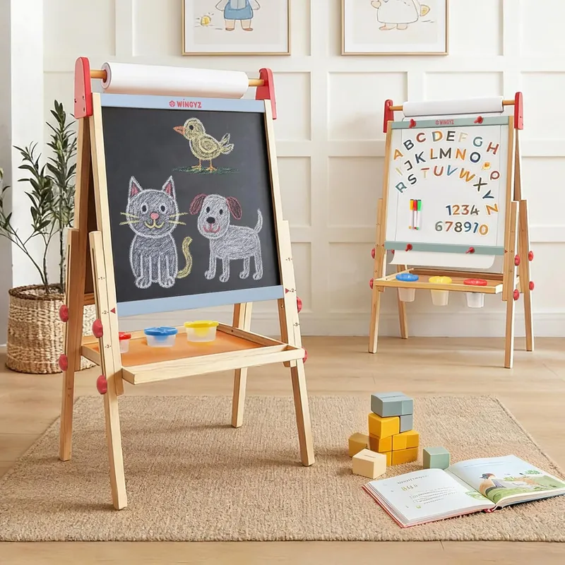 WINGYZ Easel for Kids – 3-in-1 Art Easel with Chalkboard