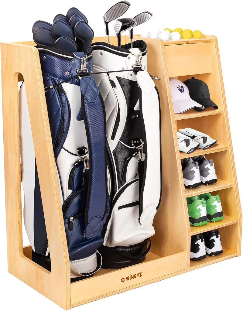 wingyz Wooden Golf Storage Organizer for Garage